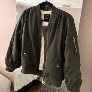 Army Green Vintage Bomber Jacket